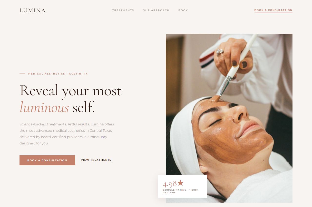 Lumina Med Spa website